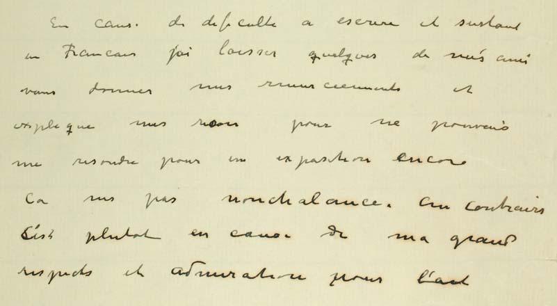 . ILL. 10. DRAFT OF A LETTER, EDVARD MUNCH TO ANDRÉ DEZARROIS, DIRECTOR OF THE GALERIE NATIONALE DU JEU DE PAUME, PARIS 1939, MM N 3407-1